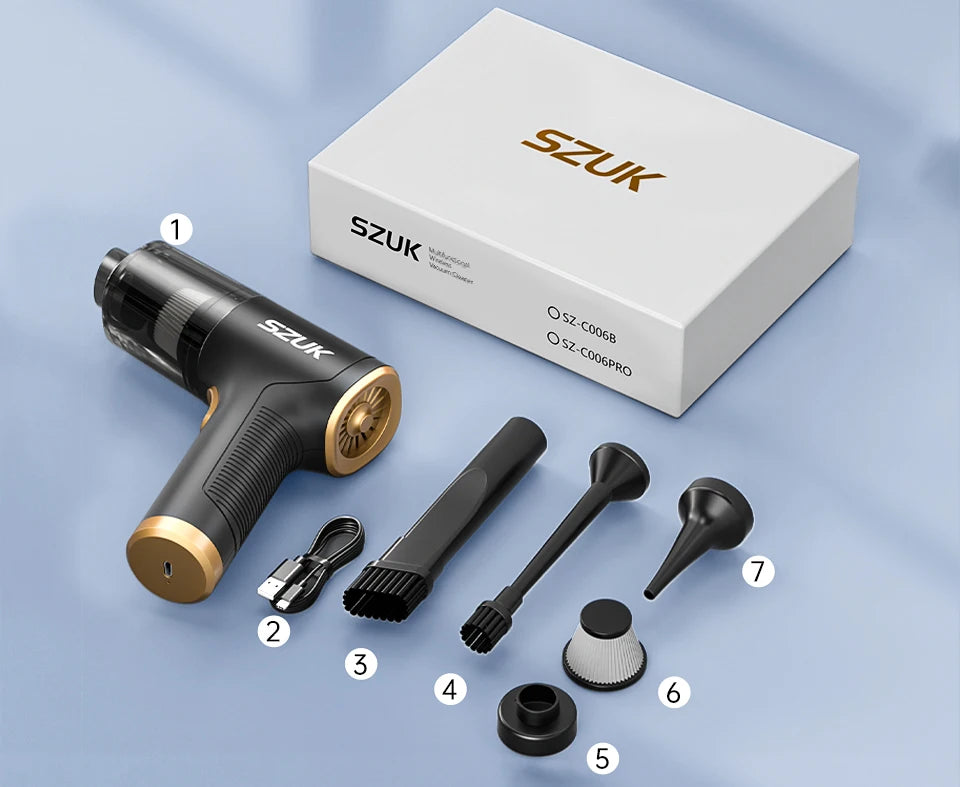 SZUK New Mini Car Vacuum Cleaner Powerful 17000PA Cleaning Machine Strong Suction Handheld Portable Wireless Vacuum Cleaner Car www.alshaheen.shop