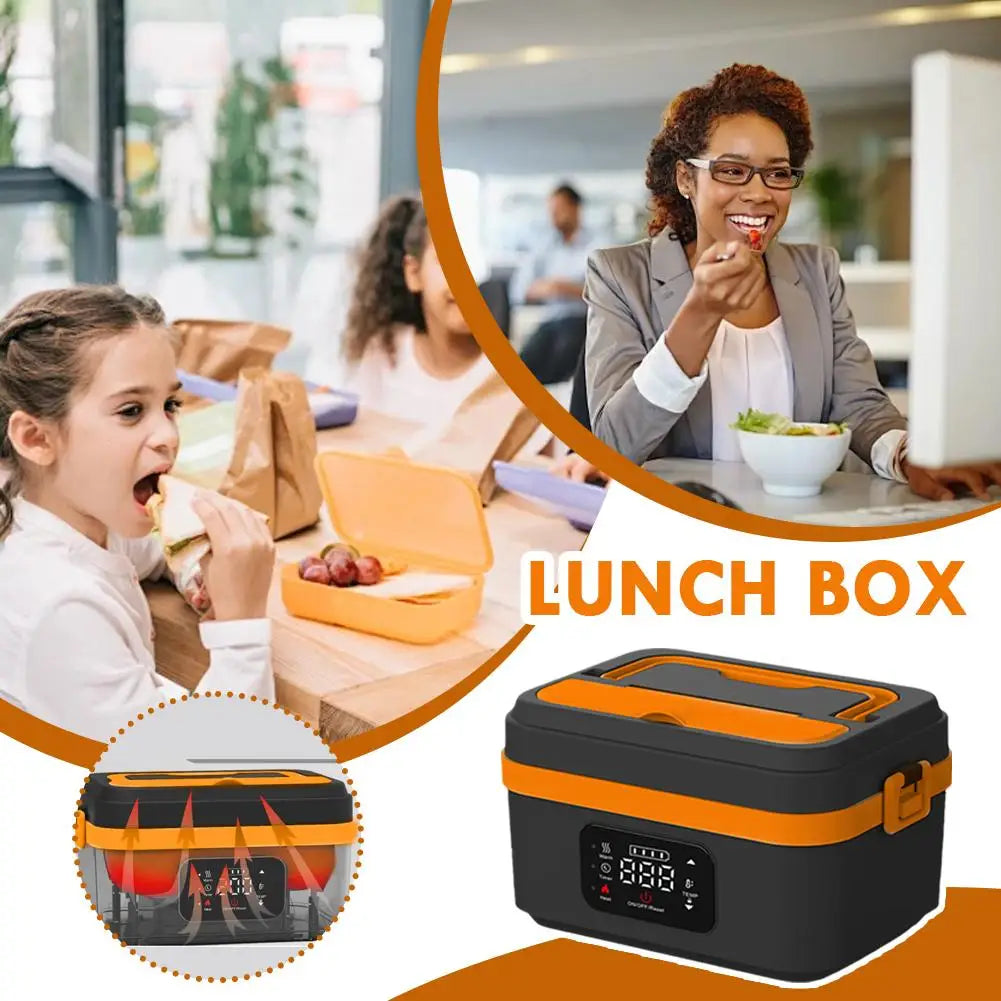 2025 Portable Wireless Lunch Box Heating Water-free Bento Box Large Capacity Insulated Lunch Box For Travel/Office LCD Display