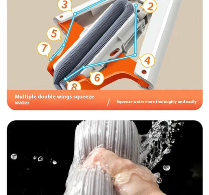 Squeezed Self Draining Rubber Cotton Mop Hand Free Magic Self-cleaning Flat Mop Reusable Sponge Household Floor Cleaning Tools