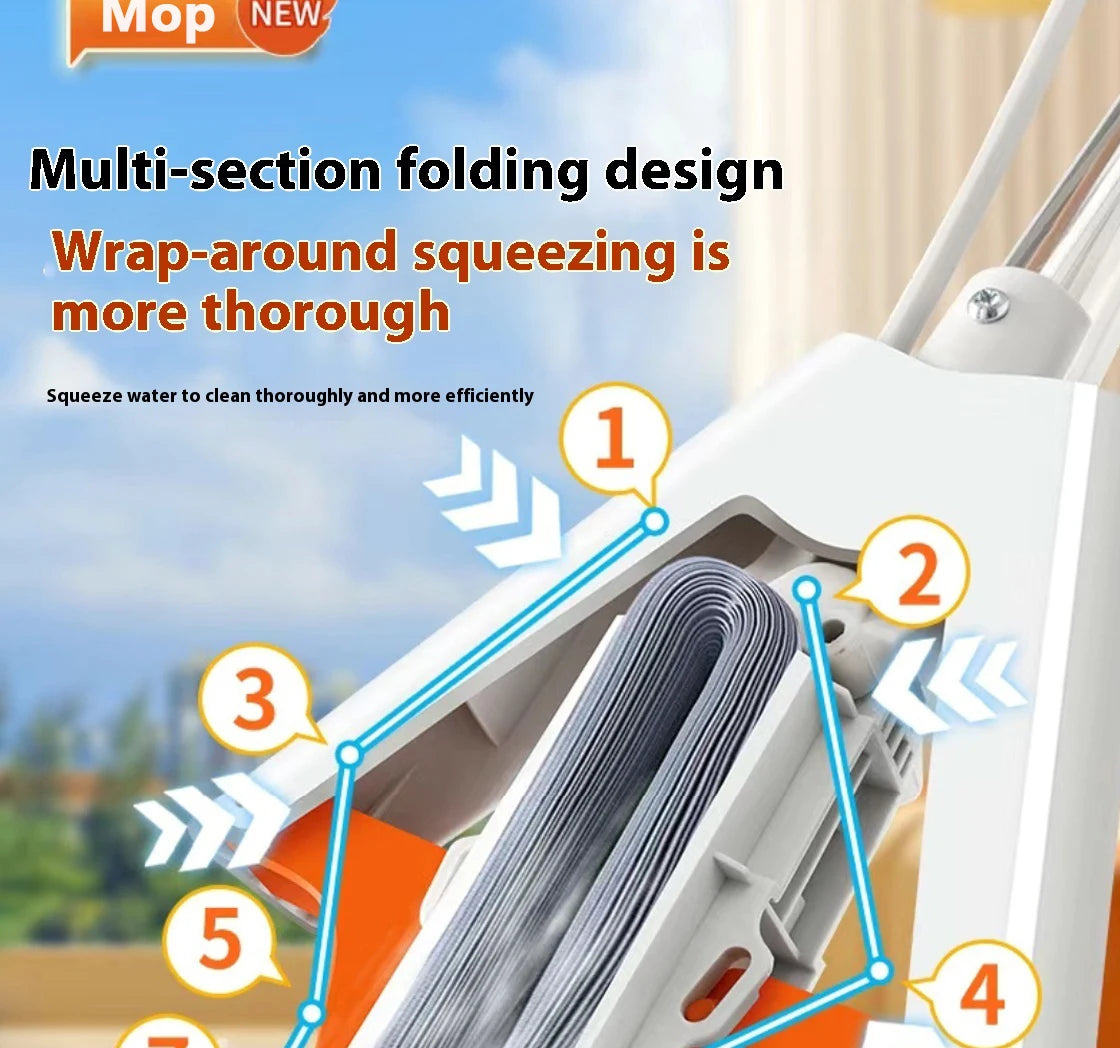 Squeezed Self Draining Rubber Cotton Mop Hand Free Magic Self-cleaning Flat Mop Reusable Sponge Household Floor Cleaning Tools