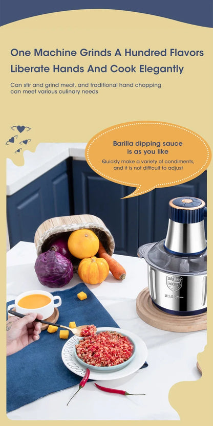 Stainless Steel Electric Chopper Meat Grinder Mincer Blenders For Kitchen Food Processor Multifunctional Kitchen Food Shredder
