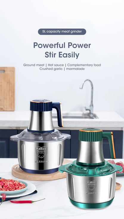 Stainless Steel Electric Chopper Meat Grinder Mincer Blenders For Kitchen Food Processor Multifunctional Kitchen Food Shredder