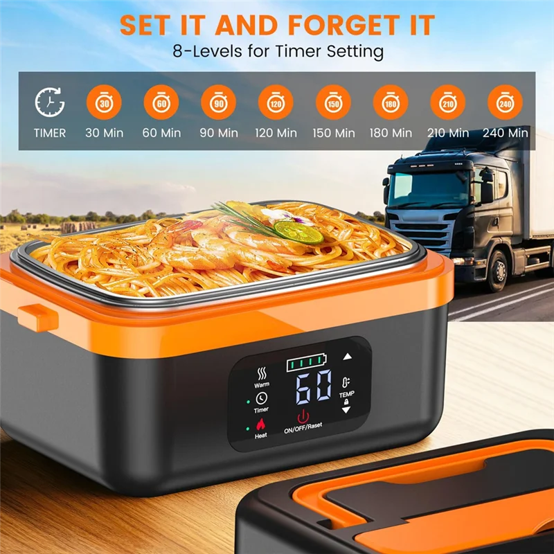 N02R-Self-Heating Cordless Electric Lunch Box Food Warmer Rechargeable 16000Mah Battery,For Office Travel Car For Work