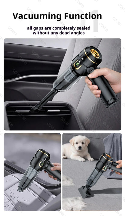 Neuer Auto-Staubsauger 998000PA Mini Kabellos mit starker Saugkraft und Blasfunktion – Tragbarer Handstaubsauger für die Autoreinigung.