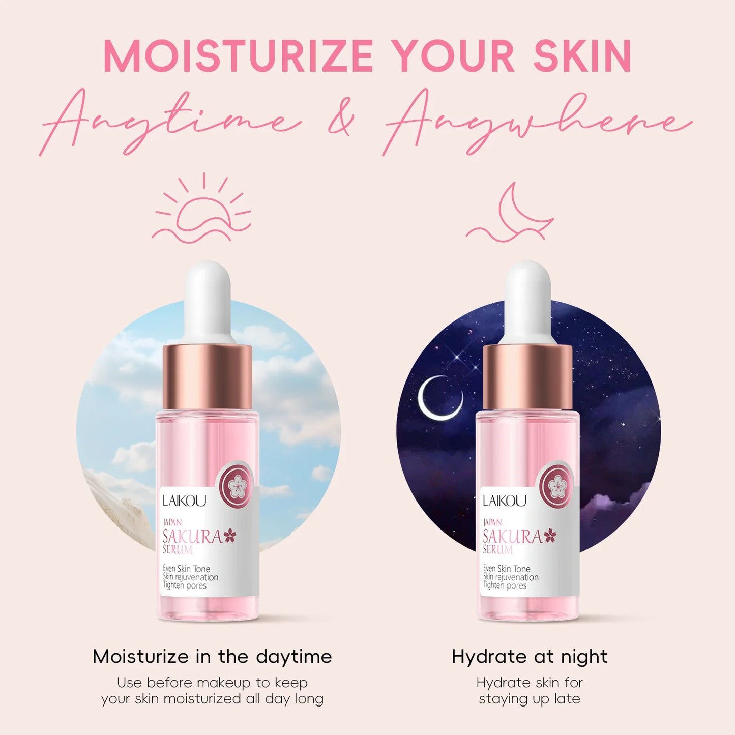 Laikou Sakura Brighting Skin Face Essence Remove Wrinkles Spots Moisturizing Lift Firm Smooth Bright Whitening Skin Care 17ml