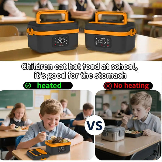 2025 Portable Wireless Lunch Box Heating Water-free Bento Box Large Capacity Insulated Lunch Box For Travel/Office LCD Display