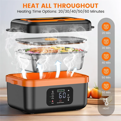N02R-Self-Heating Cordless Electric Lunch Box Food Warmer Rechargeable 16000Mah Battery,For Office Travel Car For Work