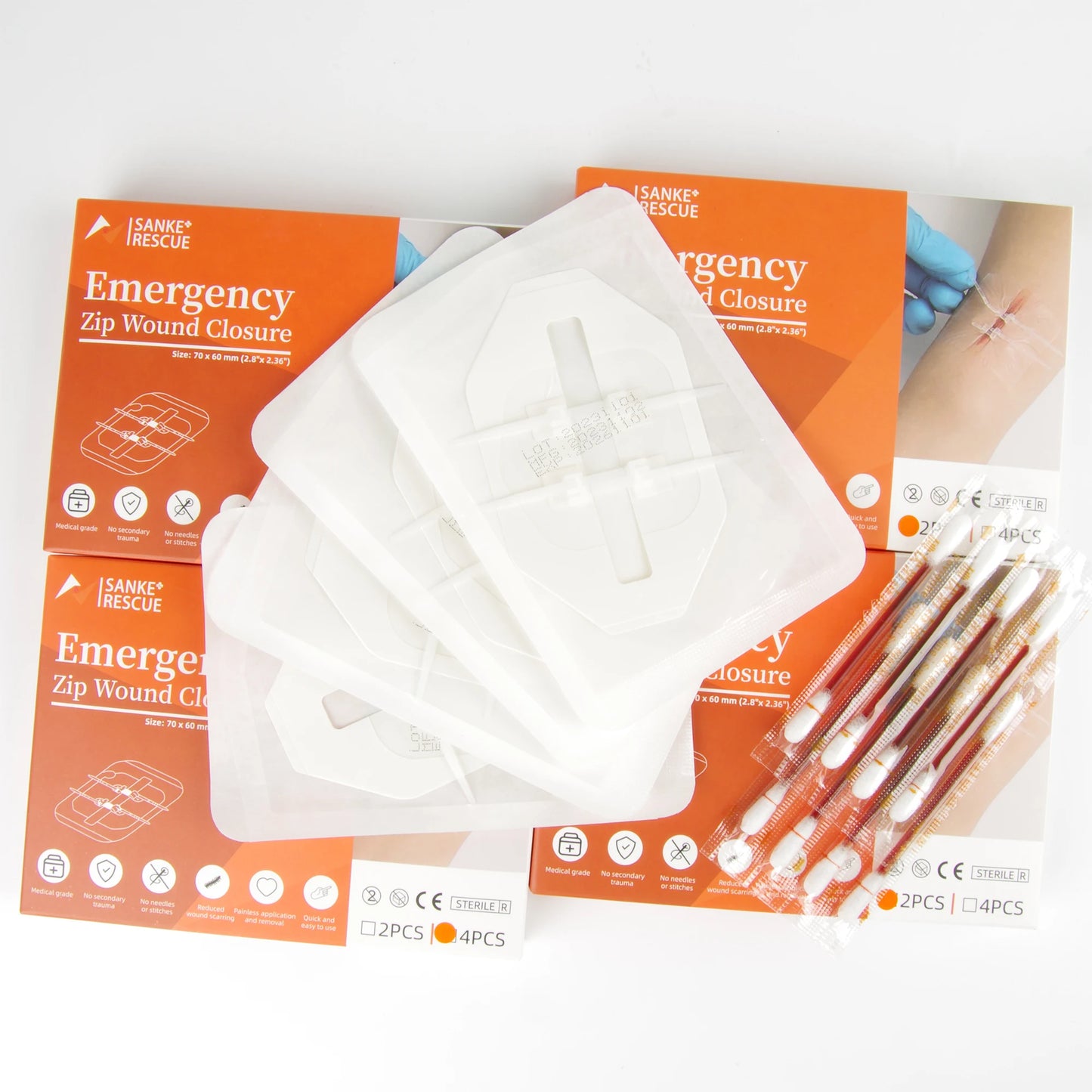 2-4PCS Zipper Painless Wound Closure Device Suture-free Wound Dressing Closure Strips Kit Emergency Laceration Closures for Ifak