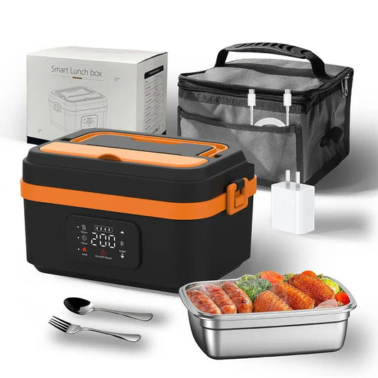2025 Portable Wireless Lunch Box Heating Water-free Bento Box Large Capacity Insulated Lunch Box For Travel/Office LCD Display
