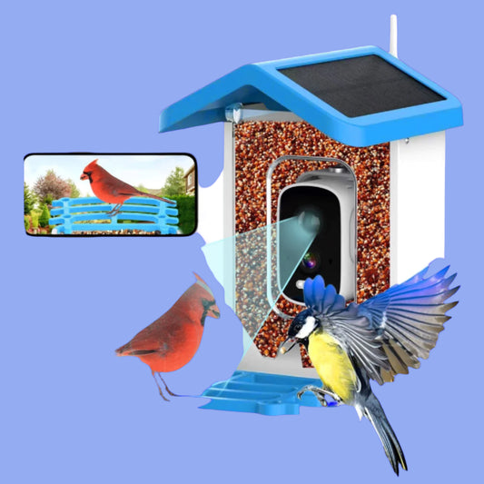 AI Bird Smart Feeder Camera 5.0Megapixel Solar Low Power Night Vision IP66 Waterproof WIFI 1.5L Capacity Feeder Camera Gift Box