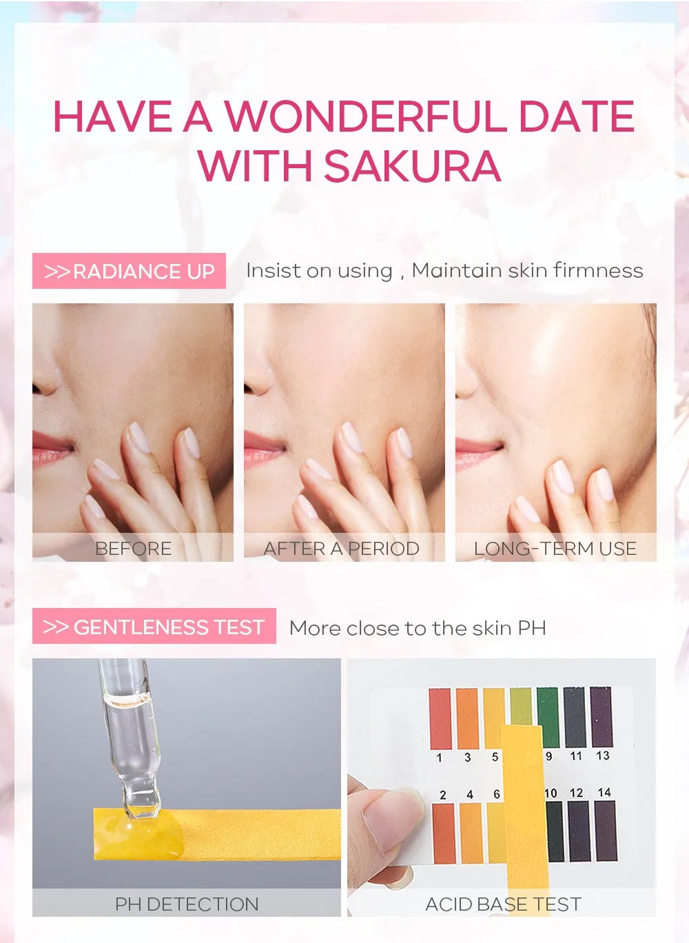 Laikou Sakura Brighting Skin Face Essence Remove Wrinkles Spots Moisturizing Lift Firm Smooth Bright Whitening Skin Care 17ml