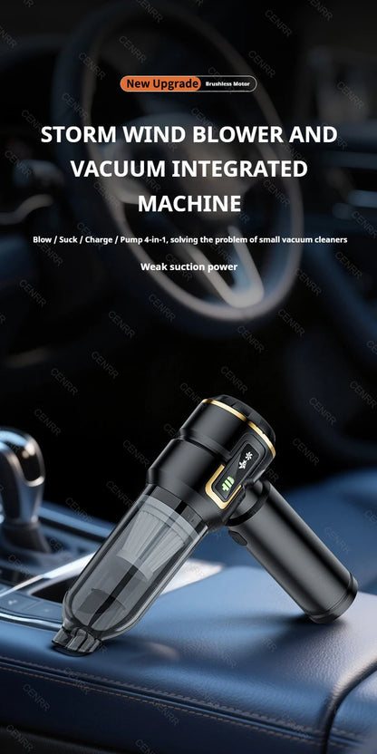 Neuer Auto-Staubsauger 998000PA Mini Kabellos mit starker Saugkraft und Blasfunktion – Tragbarer Handstaubsauger für die Autoreinigung.