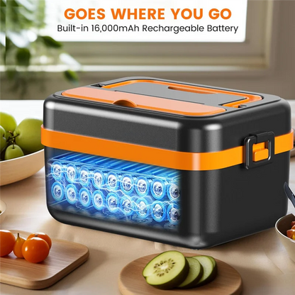 N02R-Self-Heating Cordless Electric Lunch Box Food Warmer Rechargeable 16000Mah Battery,For Office Travel Car For Work