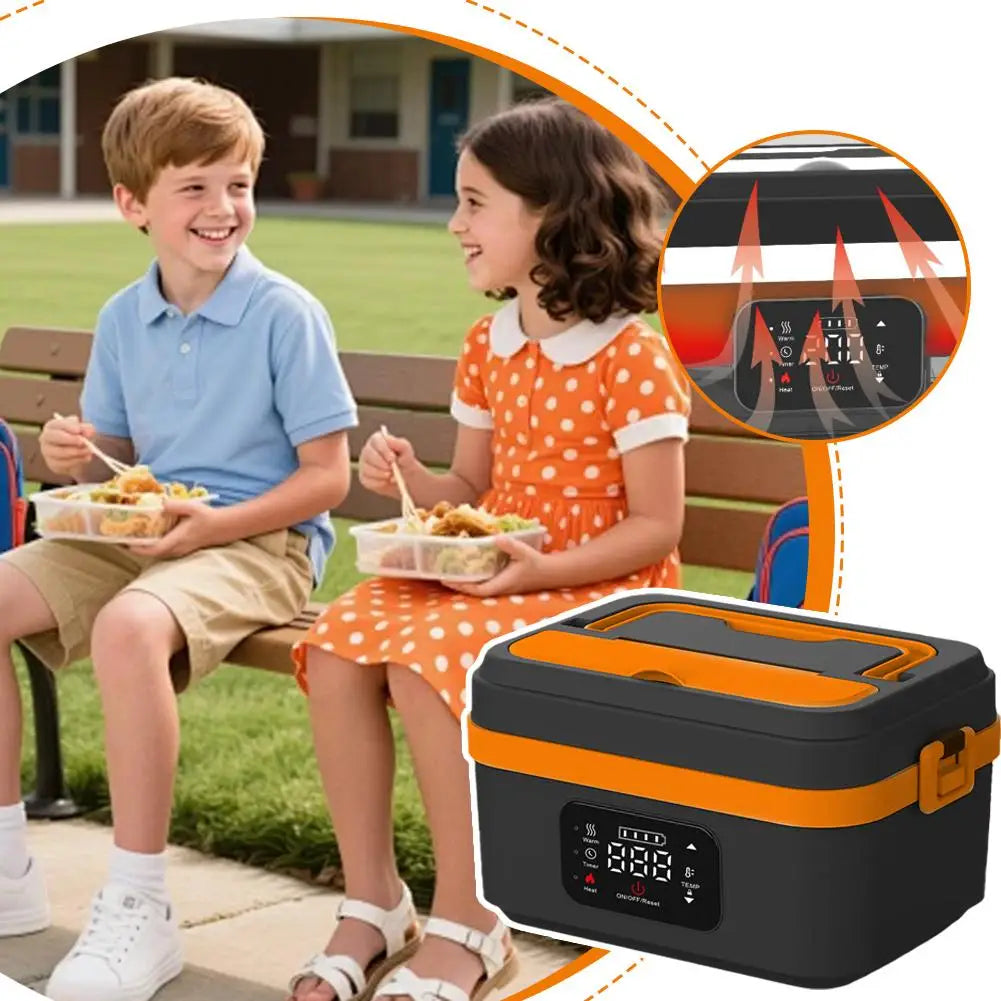 2025 Portable Wireless Lunch Box Heating Water-free Bento Box Large Capacity Insulated Lunch Box For Travel/Office LCD Display