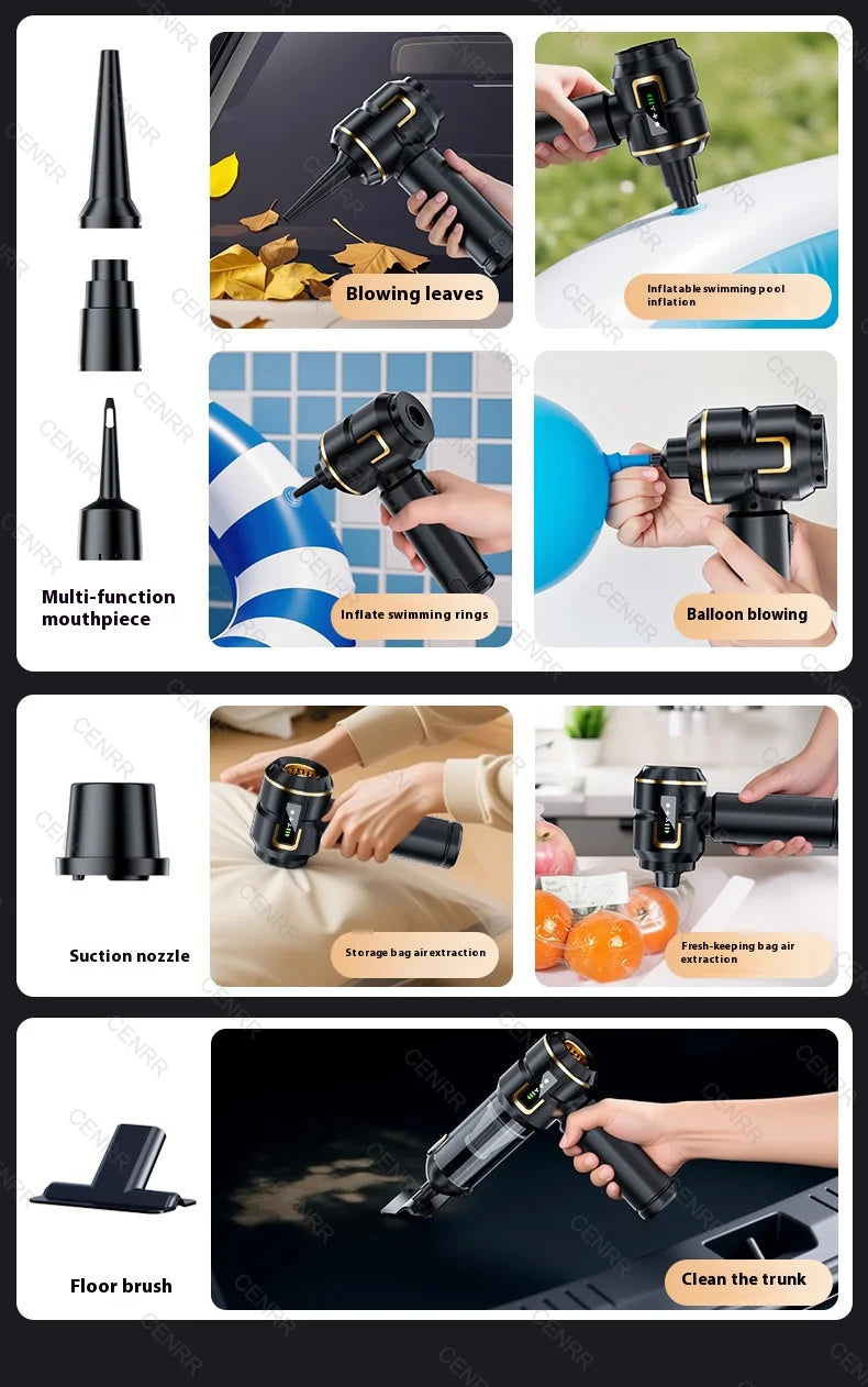 Neuer Auto-Staubsauger 998000PA Mini Kabellos mit starker Saugkraft und Blasfunktion – Tragbarer Handstaubsauger für die Autoreinigung.