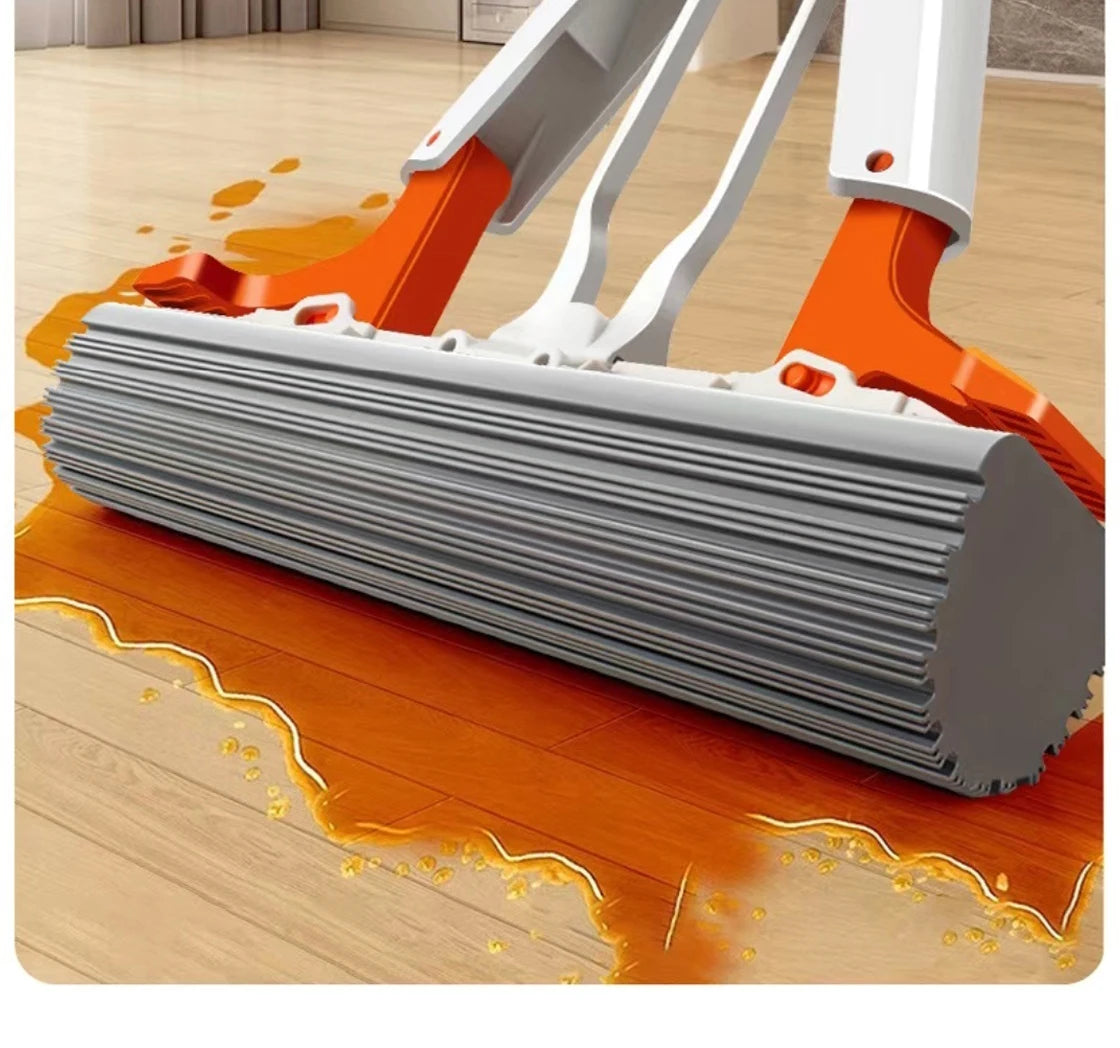 Squeezed Self Draining Rubber Cotton Mop Hand Free Magic Self-cleaning Flat Mop Reusable Sponge Household Floor Cleaning Tools