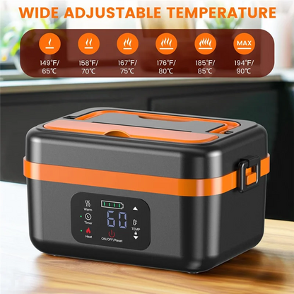 N02R-Self-Heating Cordless Electric Lunch Box Food Warmer Rechargeable 16000Mah Battery,For Office Travel Car For Work
