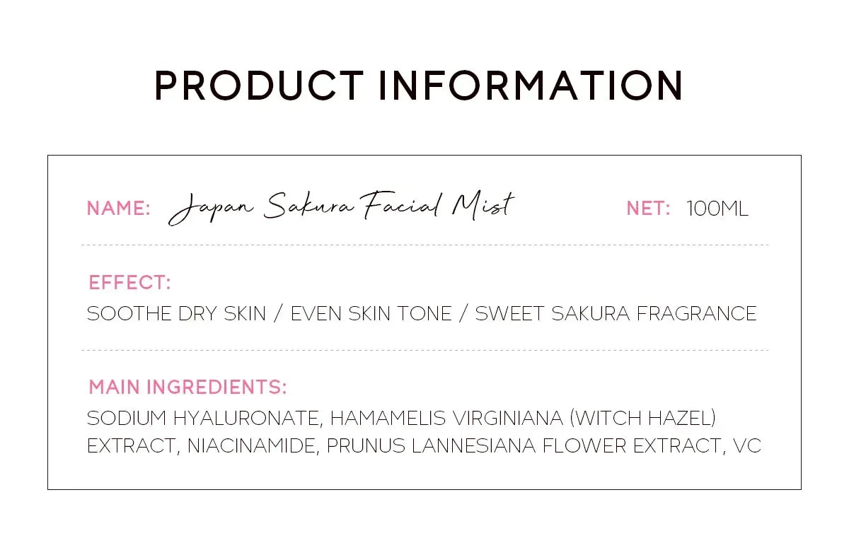 LAIKOU Sakura Toner Hydrating Moisturize Gentle Repair Brightening Skin Improve Glow Serum Toner Spray 100ml