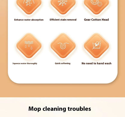 Squeezed Self Draining Rubber Cotton Mop Hand Free Magic Self-cleaning Flat Mop Reusable Sponge Household Floor Cleaning Tools