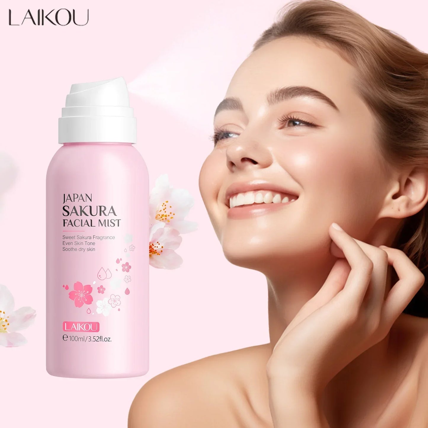 LAIKOU Sakura Toner Hydrating Moisturize Gentle Repair Brightening Skin Improve Glow Serum Toner Spray 100ml