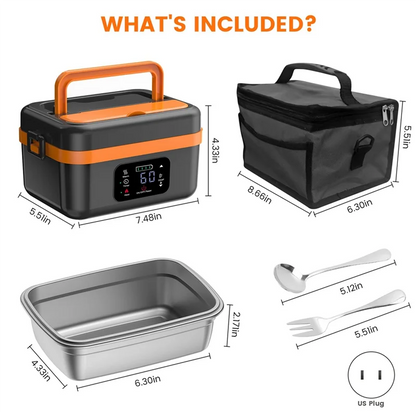 N02R-Self-Heating Cordless Electric Lunch Box Food Warmer Rechargeable 16000Mah Battery,For Office Travel Car For Work