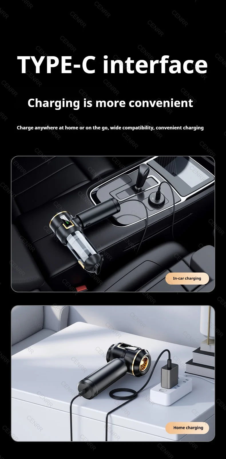 Neuer Auto-Staubsauger 998000PA Mini Kabellos mit starker Saugkraft und Blasfunktion – Tragbarer Handstaubsauger für die Autoreinigung.