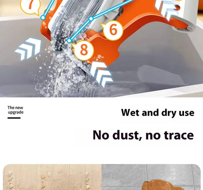 Squeezed Self Draining Rubber Cotton Mop Hand Free Magic Self-cleaning Flat Mop Reusable Sponge Household Floor Cleaning Tools