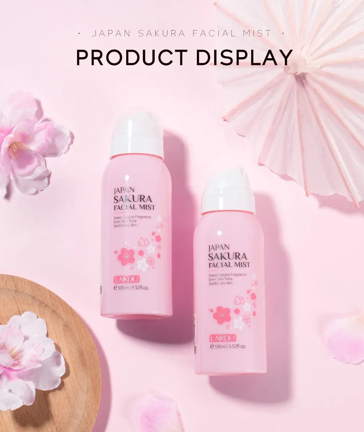 LAIKOU Sakura Toner Hydrating Moisturize Gentle Repair Brightening Skin Improve Glow Serum Toner Spray 100ml