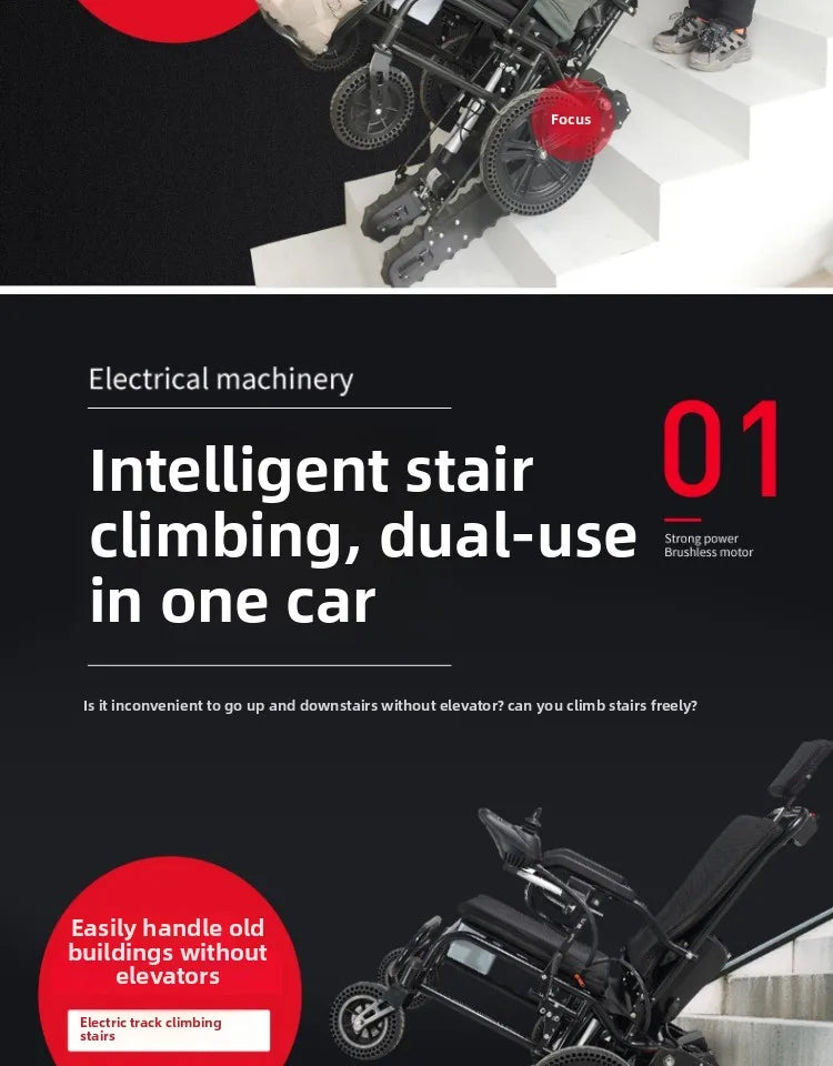 Electric climbing wheelchair intelligent up and down stairs fully automatic crawler disabled the elderly