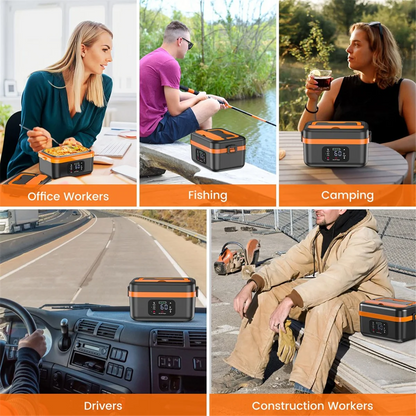 N02R-Self-Heating Cordless Electric Lunch Box Food Warmer Rechargeable 16000Mah Battery,For Office Travel Car For Work