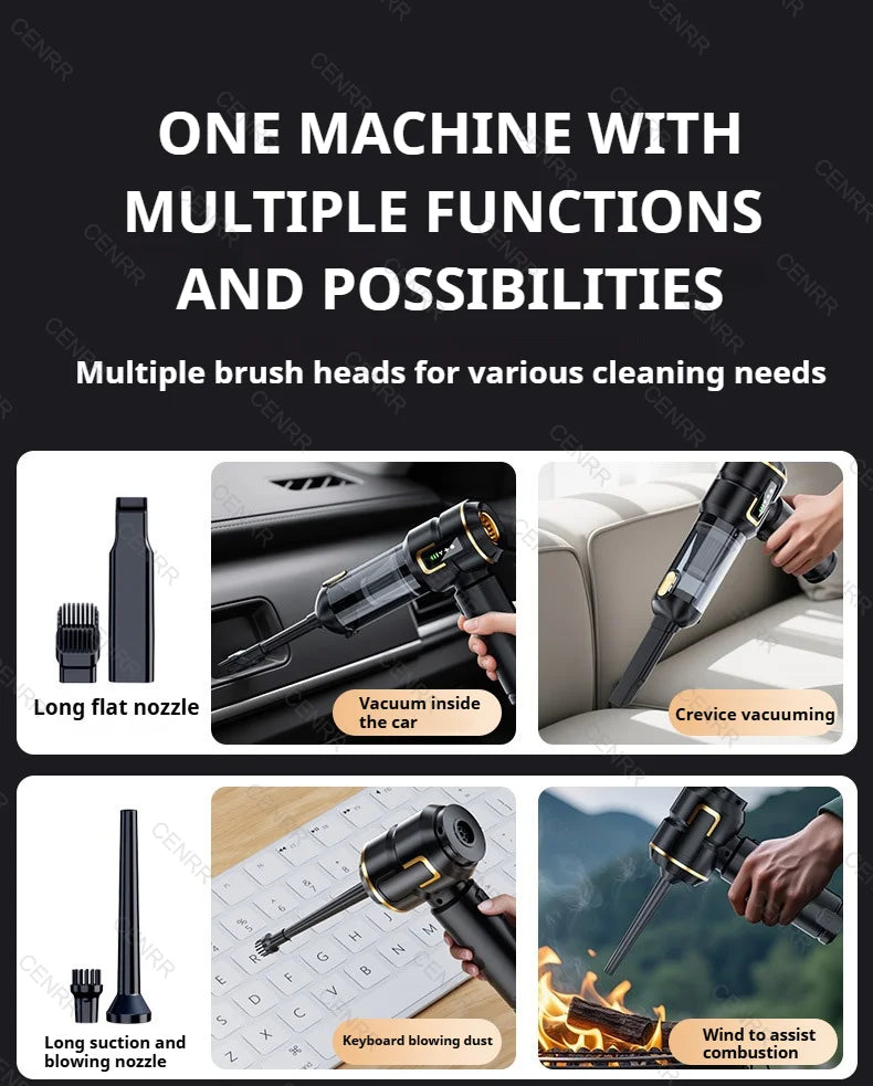 Neuer Auto-Staubsauger 998000PA Mini Kabellos mit starker Saugkraft und Blasfunktion – Tragbarer Handstaubsauger für die Autoreinigung.