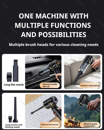 Neuer Auto-Staubsauger 998000PA Mini Kabellos mit starker Saugkraft und Blasfunktion – Tragbarer Handstaubsauger für die Autoreinigung.